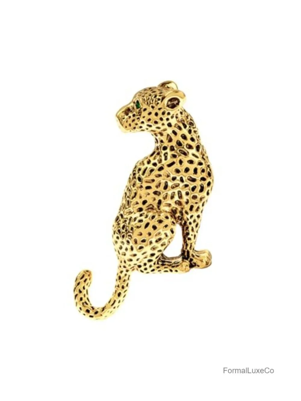 Vintage Leopard Brooch Pin Gothic Panther Animal Jewelry Gold-Tone